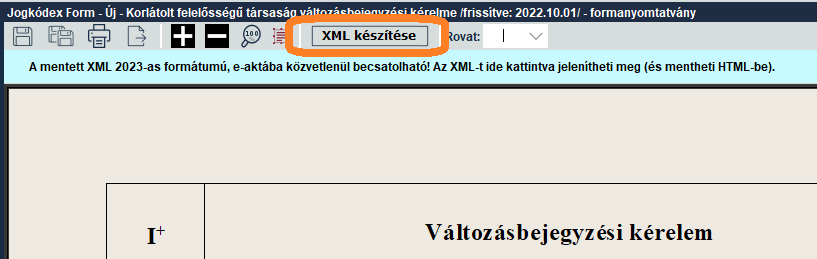 XML mentés közvetlenül a 2023-as formátumba